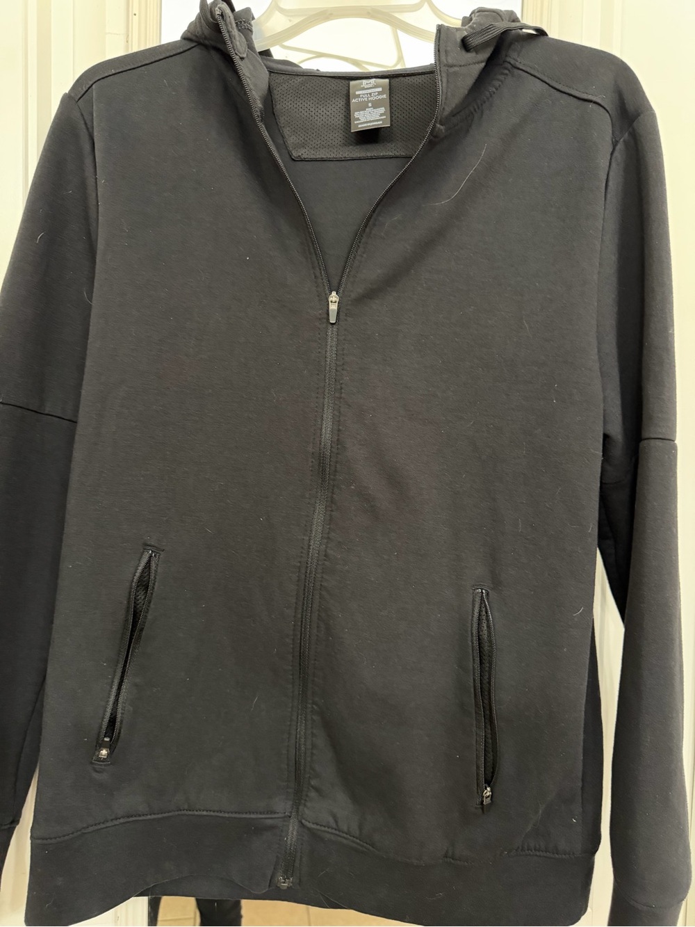 Men's Black Full-Zip Hoodie Sweatshirt - Unbranded